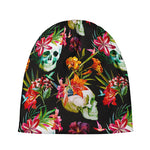 Blossom Flowers Skull Pattern Print Beanie