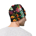 Blossom Flowers Skull Pattern Print Beanie