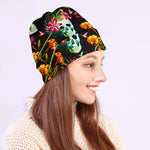 Blossom Flowers Skull Pattern Print Beanie