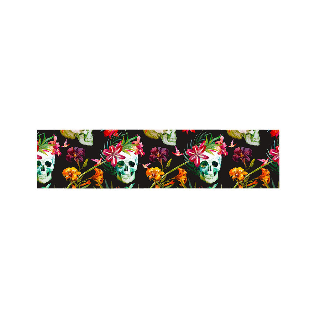 Blossom Flowers Skull Pattern Print Bed Runner