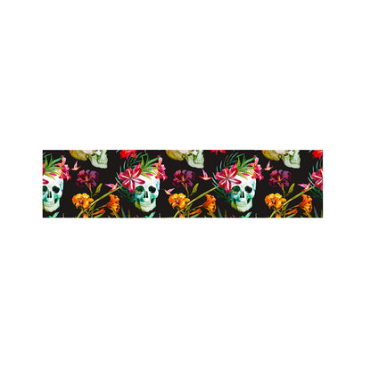 Blossom Flowers Skull Pattern Print Bed Runner