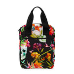 Blossom Flowers Skull Pattern Print Bible Tote Bag