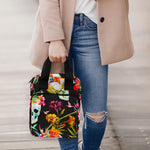 Blossom Flowers Skull Pattern Print Bible Tote Bag