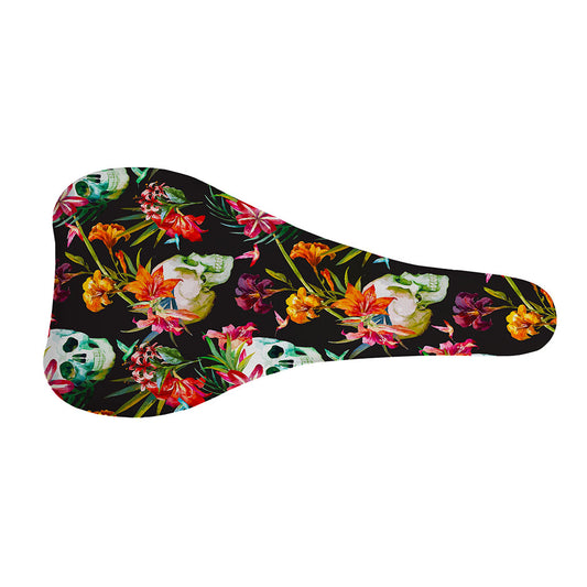 Blossom Flowers Skull Pattern Print Bicycle Seat Cover