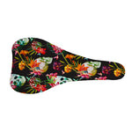 Blossom Flowers Skull Pattern Print Bicycle Seat Cover