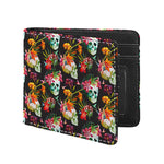 Blossom Flowers Skull Pattern Print Bifold Wallet