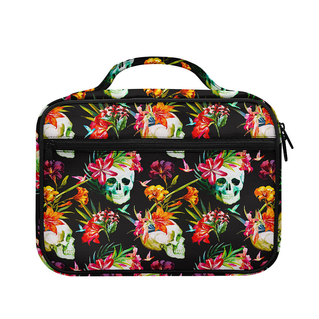 Blossom Flowers Skull Pattern Print Briefcase Bible Bag