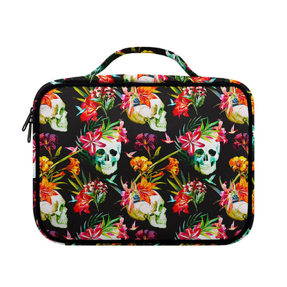 Blossom Flowers Skull Pattern Print Briefcase Bible Bag