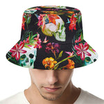 Blossom Flowers Skull Pattern Print Bucket Hat