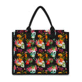 Blossom Flowers Skull Pattern Print Canvas Tote Bag