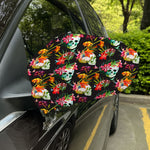 Blossom Flowers Skull Pattern Print Car Side Mirror Covers