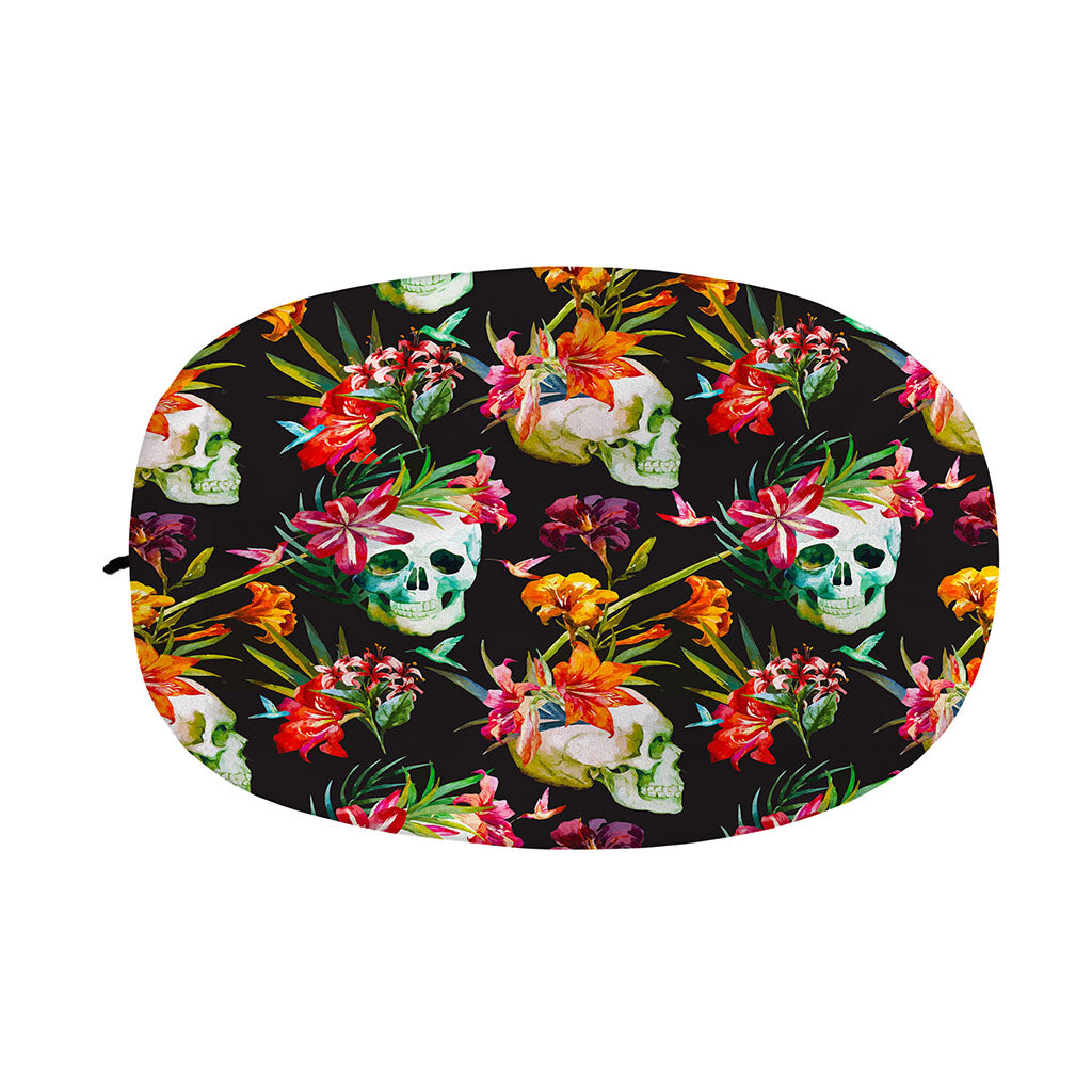 Blossom Flowers Skull Pattern Print Car Side Mirror Covers