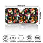 Blossom Flowers Skull Pattern Print Car Windshield Sun Shade