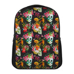 Blossom Flowers Skull Pattern Print Casual Backpack
