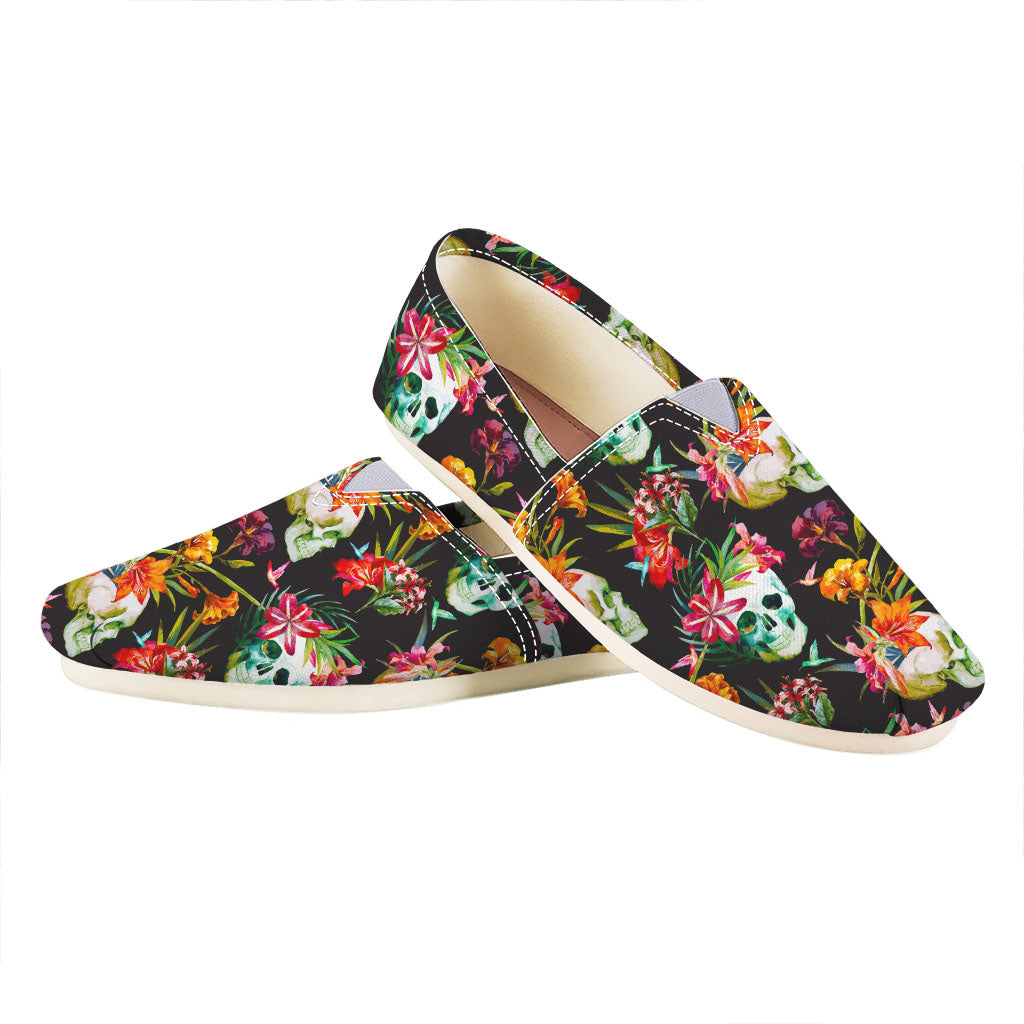 Blossom Flowers Skull Pattern Print Casual Shoes