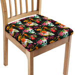 Blossom Flowers Skull Pattern Print Chair Cushion Cover