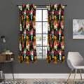 Blossom Flowers Skull Pattern Print Grommet Curtain Panels