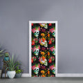 Blossom Flowers Skull Pattern Print Door Sticker