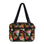 Blossom Flowers Skull Pattern Print Double Strap Bible Bag