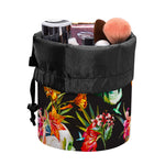 Blossom Flowers Skull Pattern Print Drawstring Makeup Bag