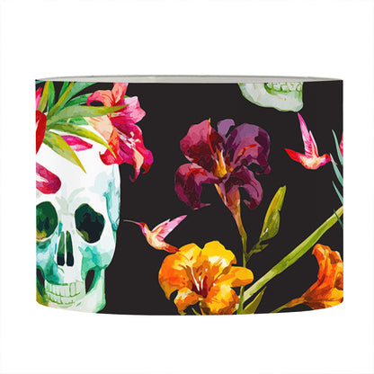 Blossom Flowers Skull Pattern Print Drum Lamp Shade