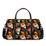 Blossom Flowers Skull Pattern Print Duffle Bag