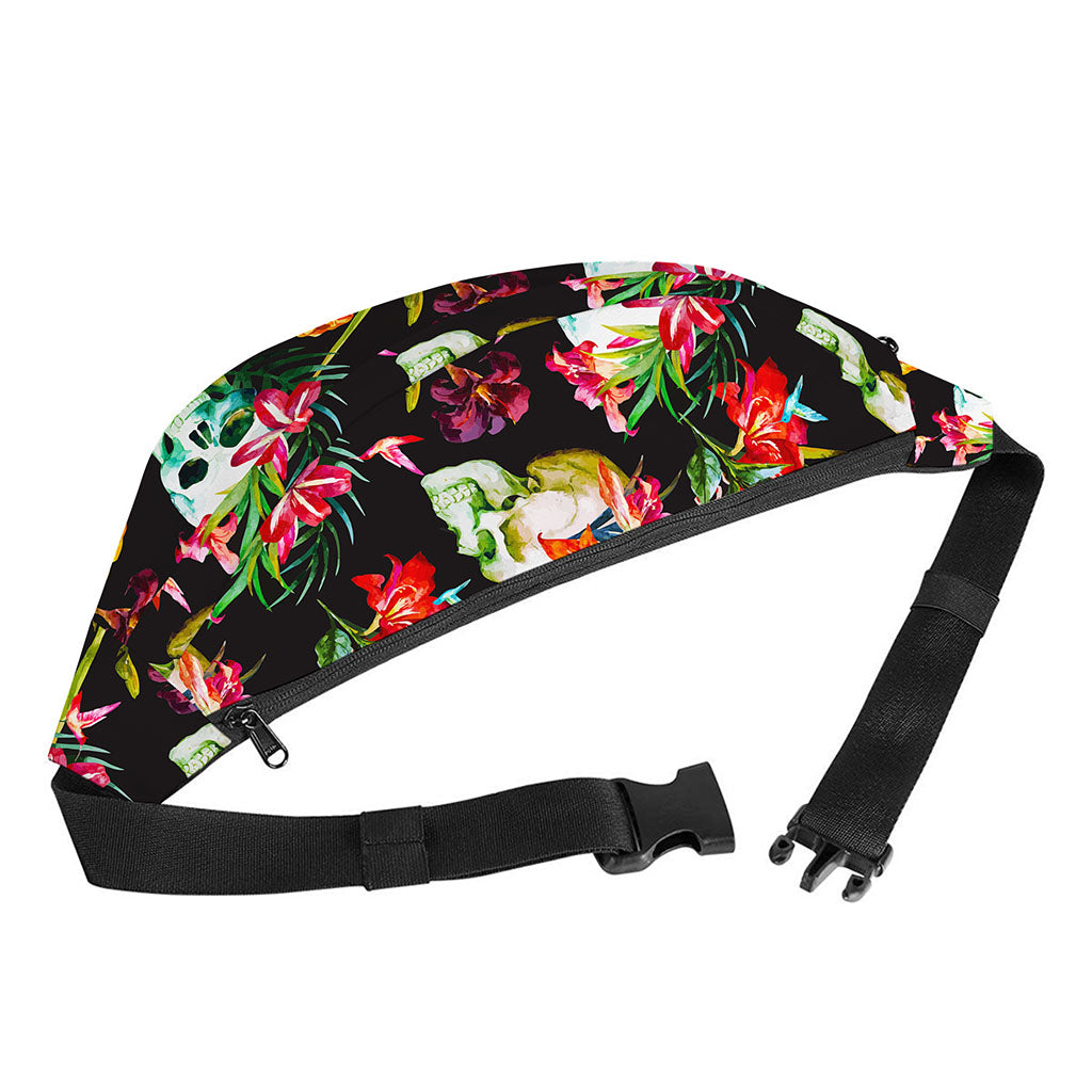 Blossom Flowers Skull Pattern Print Fanny Pack