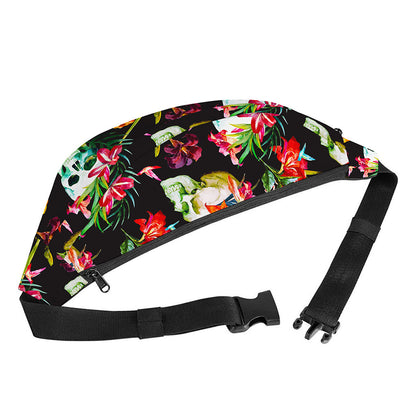 Blossom Flowers Skull Pattern Print Fanny Pack