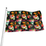 Blossom Flowers Skull Pattern Print Flag