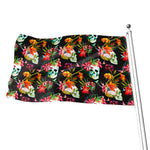 Blossom Flowers Skull Pattern Print Flag