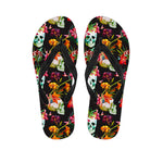 Blossom Flowers Skull Pattern Print Flip Flops