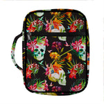 Blossom Flowers Skull Pattern Print Front Pocket Bible Bag