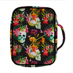 Blossom Flowers Skull Pattern Print Front Pocket Bible Bag