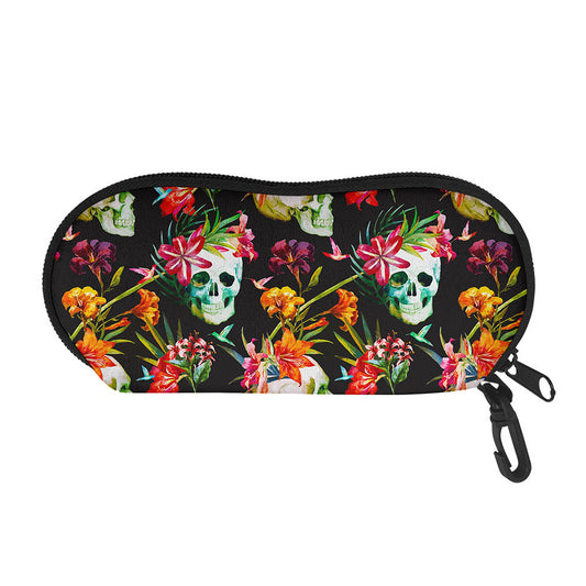 Blossom Flowers Skull Pattern Print Glasses Case