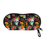 Blossom Flowers Skull Pattern Print Glasses Case