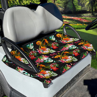 Blossom Flowers Skull Pattern Print Golf Cart Seat Cover