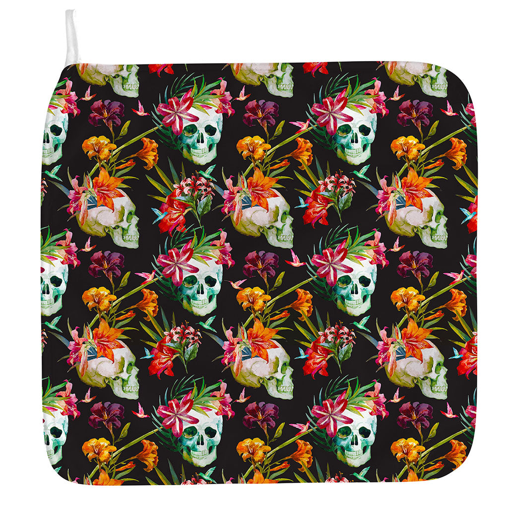 Blossom Flowers Skull Pattern Print Hand Towel