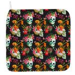 Blossom Flowers Skull Pattern Print Hand Towel