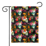Blossom Flowers Skull Pattern Print House Flag