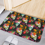 Blossom Flowers Skull Pattern Print Indoor Door Mat
