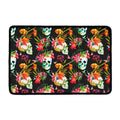 Blossom Flowers Skull Pattern Print Kitchen Mat