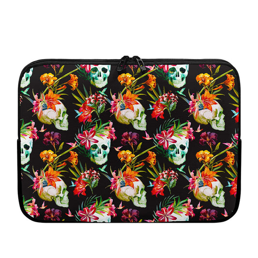 Blossom Flowers Skull Pattern Print Laptop Sleeve
