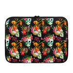 Blossom Flowers Skull Pattern Print Laptop Sleeve