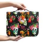 Blossom Flowers Skull Pattern Print Leather Bible Cover