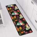 Blossom Flowers Skull Pattern Print Long Kitchen Mat