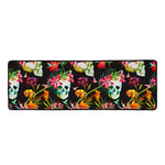 Blossom Flowers Skull Pattern Print Long Kitchen Mat