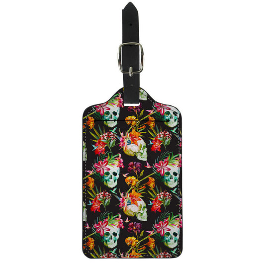Blossom Flowers Skull Pattern Print Luggage Tag