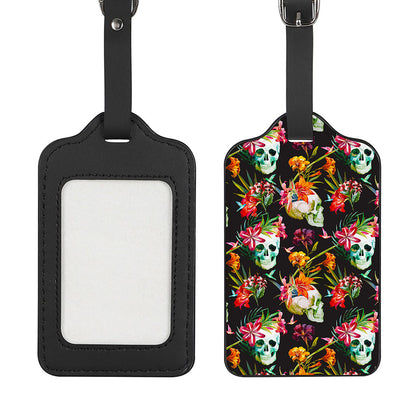 Blossom Flowers Skull Pattern Print Luggage Tag