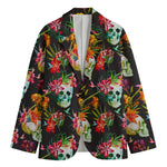 Blossom Flowers Skull Pattern Print Men's Blazer