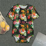 Blossom Flowers Skull Pattern Print Men's Bodysuit